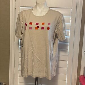 Women's Beige Tee with Colorful Accents